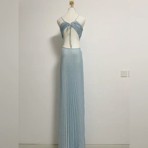 A.L.C. Moira Satin Pleated Maxi Dress - Picture 6 of 11